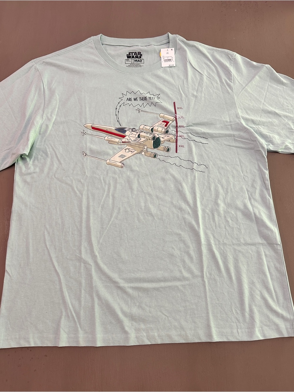 Star Wars X-Wing Are We There Yet T Shirt XXL NWT Light Green Graphic Mad Engine